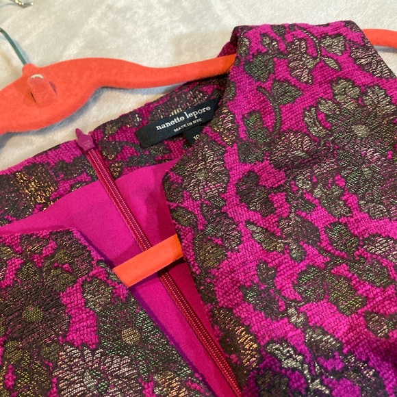 Nanette Lepore Pink and Gold Brocade Dress 10P - Picture 4 of 11